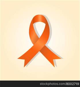 Orange awareness ribbon on orange glow background, stock vector