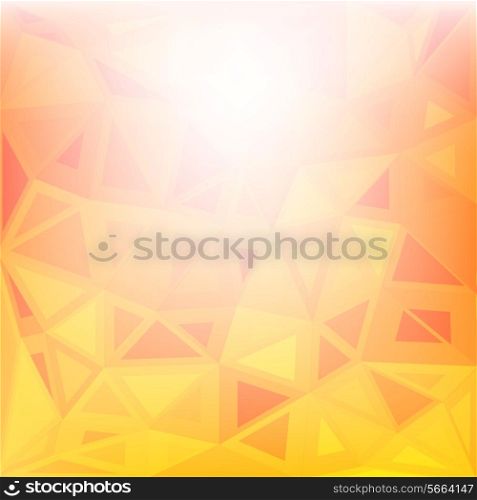 Orange background polygon style with flashes. Vector illustration.