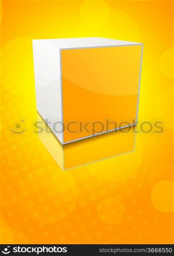 Orange background with bright cube
