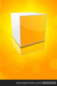 Orange background with bright cube