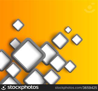 Orange background with gray squares. Abstract illustration
