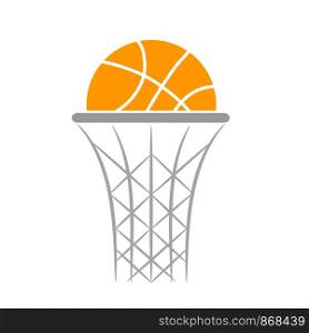 Orange basketball ball logo icon flat design, stock vector illustration