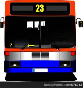 Orange-blue city bus. Coach. Vector illustration for designers