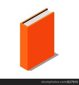 Orange book stand vertical icon. Isometric of orange book stand vertical vector icon for web design isolated on white background. Orange book stand vertical icon, isometric style