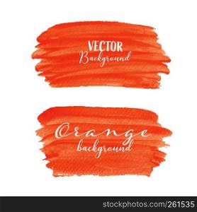 Orange brush stroke isolated on white background, Vector illustration.