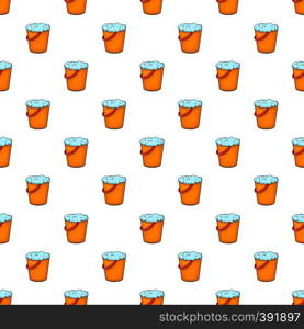 Orange bucket with foamy water pattern. Cartoon illustration of orange bucket with foamy water vector pattern for web. Orange bucket pattern, cartoon style