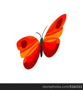 Orange butterfly icon in isometric 3d style on a white background. Orange butterfly icon, isometric 3d style