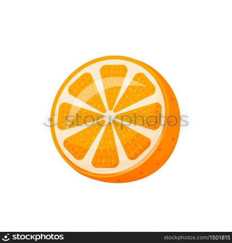 Orange cartoon vector illustration. Ripe fresh mandarin flat color object. Source of vitamin C. Vegan food. Exotic sweet juicy fruit isolated on white background. Orange cartoon vector illustration