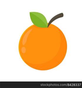 Orange cartoon vector With green leaves on top Isolated on white background Healthy fruit concept