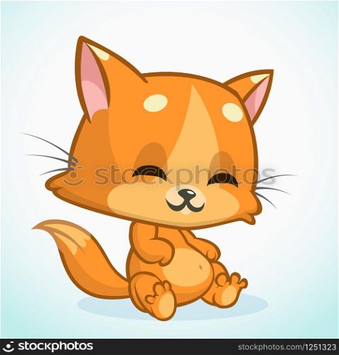 Orange cat sitting and smiling. Cute kitty vector illustration