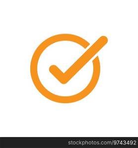 Orange check mark icon or logo Royalty Free Vector Image