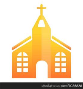 Orange church icon. Cartoon of orange church vector icon for web design isolated on white background. Orange church icon, cartoon style