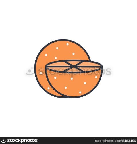 Orange color line icon vector illustration. Exotic tropical fruit simple image. Citrus, healthy wholesome food logo. Orange color line icon vector illustration