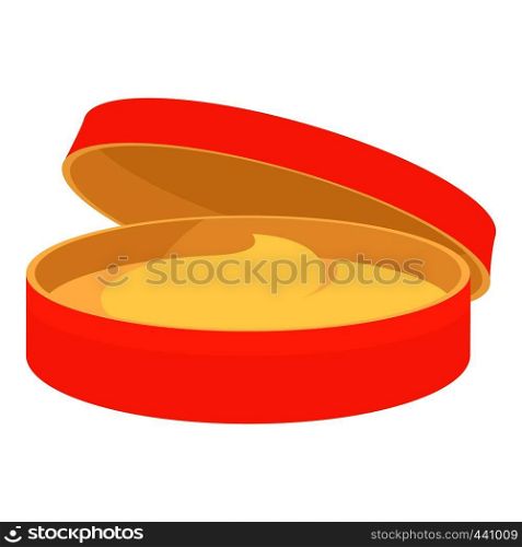 Orange cosmetic jar icon. Cartoon illustration of orange cosmetic jar vector icon for web. Orange cosmetic jar icon, cartoon style