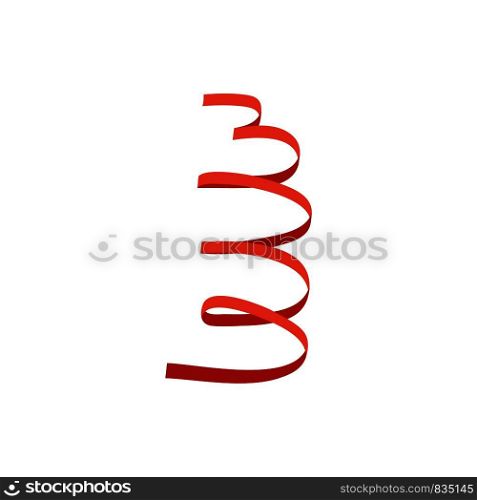 Orange curly ribbon icon. Flat illustration of orange curly ribbon vector icon for web isolated on white. Orange curly ribbon icon, flat style