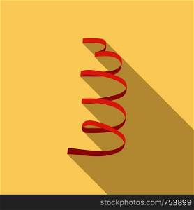 Orange curly ribbon icon. Flat illustration of orange curly ribbon vector icon for web design. Orange curly ribbon icon, flat style