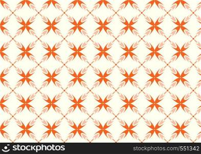 Orange cute and sweet flower pattern in modern shape on pastel background. Stylish blossom pattern style for lovely and modern design