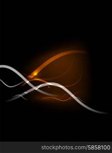 Orange dynamic wave in dark space. Orange dynamic wave in dark space. Vector illustration. Abstract background