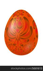 Orange Easter egg with elements of traditional Russian painting. Design element. Vector illustration.