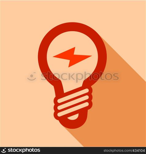 Orange electric bulb icon. Flat illustration of orange electric bulb vector icon for web. Orange electric bulb icon, flat style