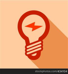 Orange electric bulb icon. Flat illustration of orange electric bulb vector icon for web. Orange electric bulb icon, flat style