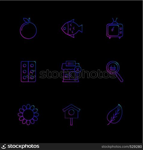 orange , fish , tablets , leaf , flower , fruits , technology , nature , health , apple , carrot , flower , compass , honey , pear , strawberry , icon, vector, design, flat, collection, style, creative, icons