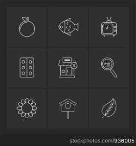 orange , fish , tablets , leaf , flower , fruits , technology , nature , health , apple , carrot , flower , compass , honey , pear , strawberry , icon, vector, design, flat, collection, style, creative, icons