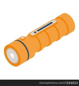 Orange flashlight icon. Isometric of orange flashlight vector icon for web design isolated on white background. Orange flashlight icon, isometric style
