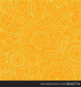 orange floral flower pattern doodle. orange floral flower pattern doodle theme vector art illustration
