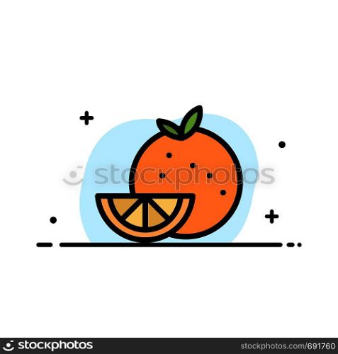 Orange, Food, Fruit, Madrigal Business Flat Line Filled Icon Vector Banner Template