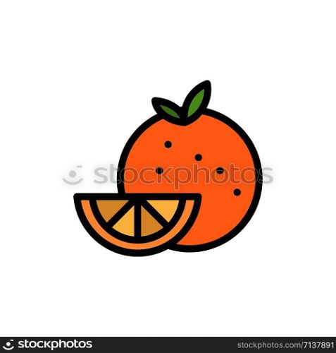 Orange, Food, Fruit, Madrigal Flat Color Icon. Vector icon banner Template