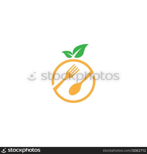 Orange fork logo vector icon design