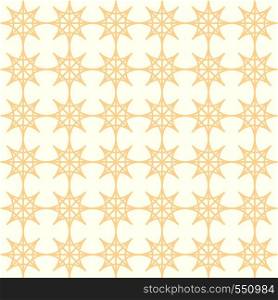 Orange four angle star seamless pattern on pastel background. Abstract star pattern in modern and vintage style for design.