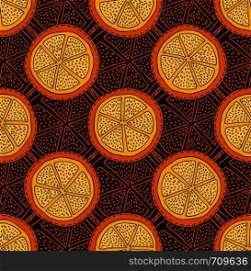 Orange fruit background. Bright seamless pattern. Vector for fabric, textile, wrapping and packaging design.. Orange fruit background. Bright seamless pattern. Vector for fabric, textile, wrapping and packaging design