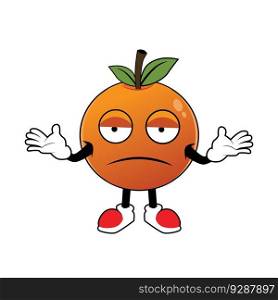Orange Fruit Cartoon Mascot with confused gesture .Illustration for sticker icon mascot and logo