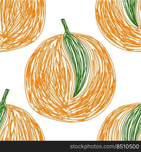 Orange fruit seamless pattern. Food sketch illustration. Natural background.. Orange fruit seamless pattern. Food sketch illustration. Natural background