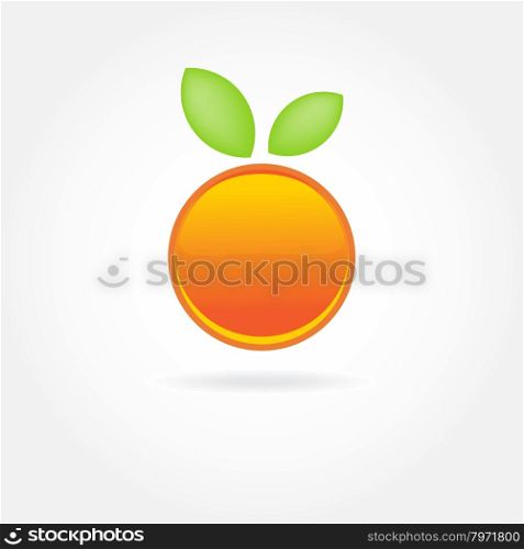 Orange fruit with green leaf logo design. Vector icon design for fruit company, shop, web, and other design