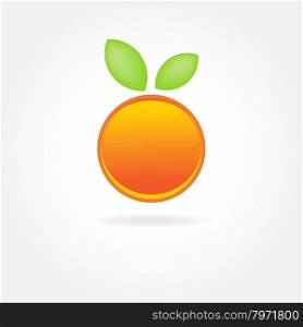 Orange fruit with green leaf logo design. Vector icon design for fruit company, shop, web, and other design