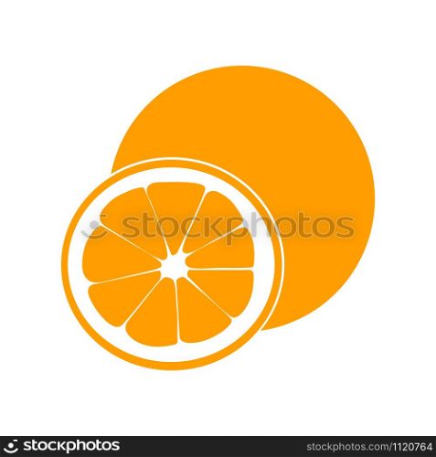 Orange fruit with leaf and slice. Vector illustration flat Vector illustration for web logo. Orange fruit with leaf and slice. Vector illustration