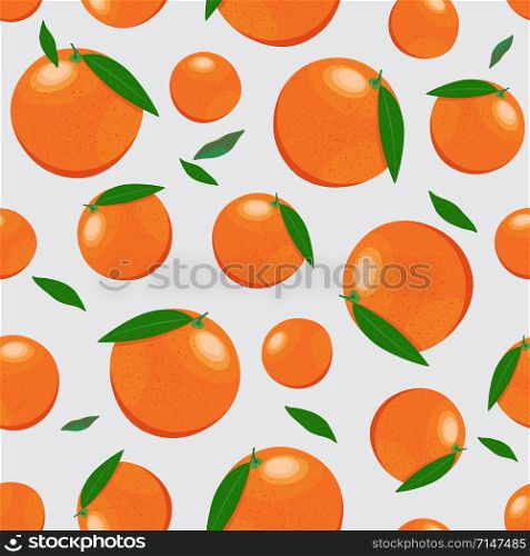 Orange fruits seamless pattern on silver gray background. Grapefruit citrus fruit vector illustration.