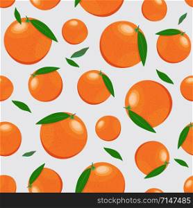 Orange fruits seamless pattern on silver gray background. Grapefruit citrus fruit vector illustration.