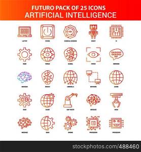 Orange Futuro 25 Artificial Intelligence Icon Set