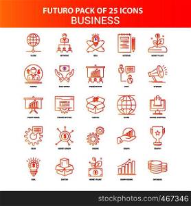 Orange Futuro 25 Business Icon Set
