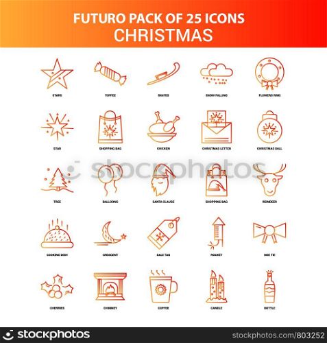Orange Futuro 25 Christmas Icon Set