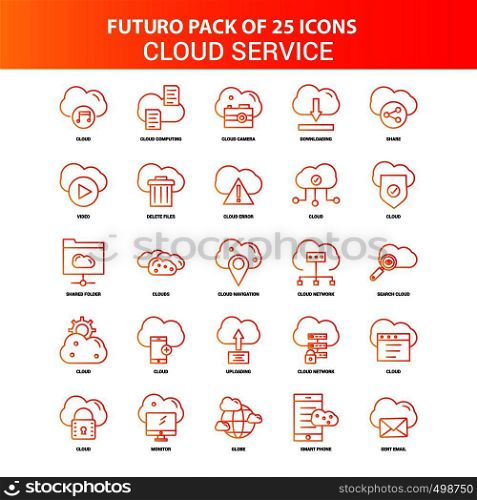Orange Futuro 25 Cloud Service Icon Set