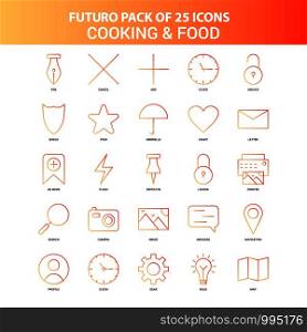 Orange Futuro 25 Cooking and Food Icon Set