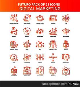 Orange Futuro 25 Digital Marketing Icon Set