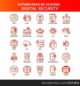 Orange Futuro 25 Digital Security Icon Set