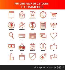 Orange Futuro 25 E-Commerce Icon Set