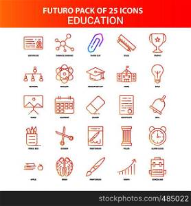 Orange Futuro 25 Education Icon Set